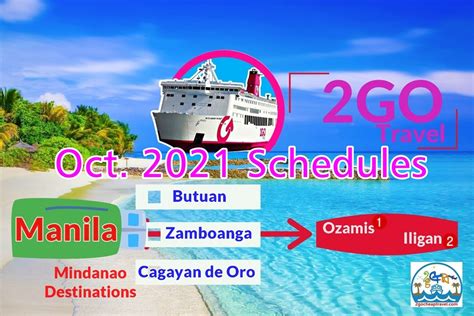 2GO Travel Schedules for Sept & Oct. 2021 .